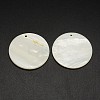 Flat Round Freshwater Shell Pendants X-SHEL-M005-35-1