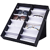 12-Slot Rectangle MDF Covered with Velvet Glasses Organizer Case ODIS-WH0038-30-1