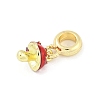 Brass Red Enamel Vegetable European Dangle Charms KK-Z090-06G-02-2