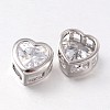 Heart Brass Rhinestone Beads RB-K041-25P-1