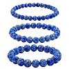 3Pcs 3 Size Synthetic Imperial Jasper Round Beaded Stretch Bracelets Set BJEW-SW00064-33-1