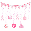 AHADEMAKER Paper Banners & Breast Cancer Awareness Ribbon Pendant Decoration DIY-GA0004-05-1