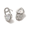 Heart Brass Micro Pave Cubic Zirconia Stud Earrings EJEW-H128-01P-2