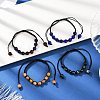 4Pcs 4 Colors Baking Paint Glass Round Beads Braided Bead Bracelets BJEW-JB11974-1