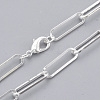 Brass Flat Oval Paperclip Chain Necklace Making MAK-S072-07A-S-1