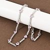 Brass Pave Pink Cubic Zirconia Heart Link Chain Necklaces KK-CBA4547-16A-P-3