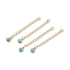 Ion Plating(IP) 316 Surgical Stainless Steel Curb Chain Extender with Synthetic Turquoise Round Charm STAS-A097-01G-14-1