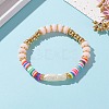 Rainbow Polymer Clay Heishi Beads Stretch Bracelets BJEW-JB05865-05-4