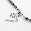 17.1inch Trendy Unisex Grade A Magnetic Synthetic Hematite Barrel Beaded Necklaces NJEW-M014-5x3mm-02-3