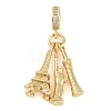 Rack Plating Brass Micro Pave Cubic Zirconia European Dangle Charms KK-P287-21G-1
