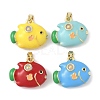 Brass Enamel Pendants KK-B143-01G-02-1