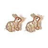 Brass Micro Pave Cubic Zirconia Bunny Links connectors ZIRC-K081-12G-1