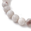2Pcs Round Natural Quartz Crystal & Grey Agate & Larvikite & White Crazy Lace Agate Beads Stretch Bracelets BJEW-JB13000-5