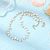 Natural Pearl Two Sides Polished and Round Brass Beaded Necklaces NJEW-JN06323-1
