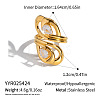 Irregular 304 Stainless Steel Pave Clear Cubic Zirconia Cuff Open Rings for Women MO3705-2-1