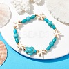 Turtle & Starfish Synthetic Turquoise Beaded Stretch Bracelet BJEW-JB09955-2