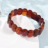 Dyed & Heated Natural Carnelian Beaded Stretch Bracelets for Unisex G-K303-01I-3