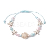 Starfish & Turtle Dyed Natural Malaysia Jade & Synthetic Turquoise Braided Bead Bracelet BJEW-JB09950-2