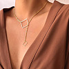 Alloy Cable Chain Square Lariat Necklaces for Women WG98ABB-01-2