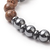 Gemstone & Natural Wood Beaded Stretch Bracelet for Men Women BJEW-JB09295-5
