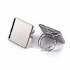 201 Stainless Steel Cuff Pad Ring Settings STAS-S080-041G-P-4