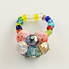 Lampwork Stretch Rings with Seed Beads RJEW-R120-2