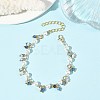 Natural Agate(Dyed & Heated) Faceted Round Beaded Chain Bracelets for Women BJEW-JB14248-01-1