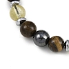 Non-Magnetic Synthetic Hematite & Synthetic Citrine & Natural Yellow Tiger Eye Round Beaded Braided Bracelets for Men Women BJEW-JB11185-03-3