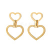 304 Stainless Steel Double Heart Dangle Stud Earrings for Women EJEW-N016-015LG-1