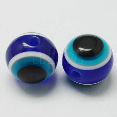 Round Evil Eye Resin Beads RESI-R159-6mm-08-1