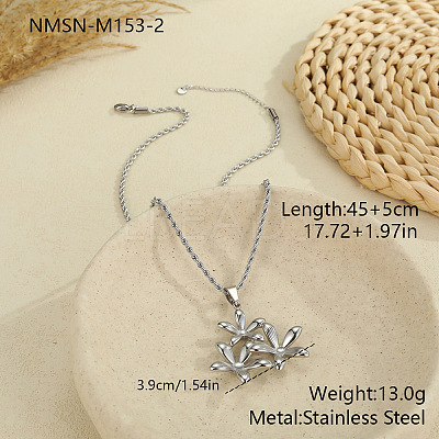 304 Stainless Steel 3D Flower Pendant Necklaces for Women WGDBDE2-02-1