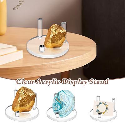 3Pcs 3 Styles Flat Round Acrylic Base Display Easel Stands ODIS-GA0001-59-1