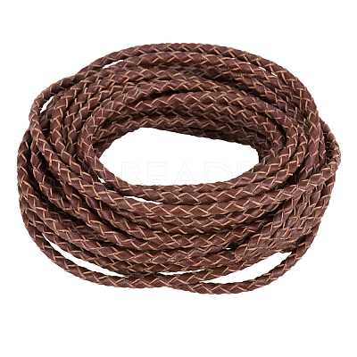 Brown Round Braided Leather Necklace Cords for Jewelry Making WL-PH0002-01B-1