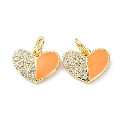 Eco-Friendly Brass Micro Pave Clear Cubic Zirconia Enamel Pendants ZIRC-C021-45G-07-1