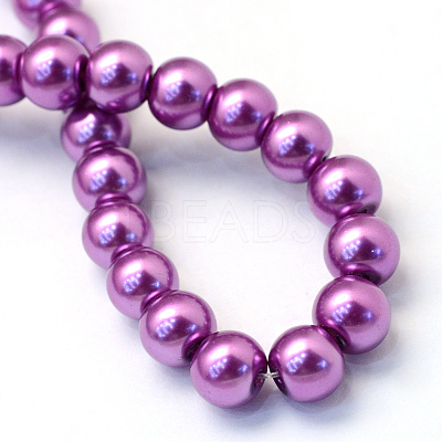 Baking Paint Pearlized Glass Pearl Round Bead Strands HY-Q003-10mm-16-1