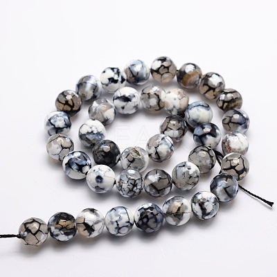 Dyed Natural Fire Crackle Agate Faceted Round Beads Strands X-G-E320C-10mm-07-1