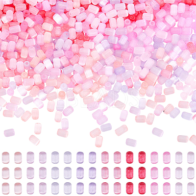 96G 8 Colors Imitation Cat Eye Glass Cylinder Seed Beads GLAA-SC0003-20B-1