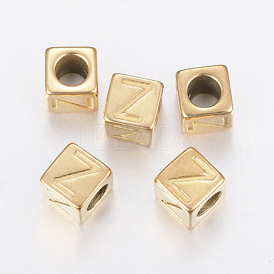304 Stainless Steel Large Hole Letter European Beads STAS-H428-01G-Z-1