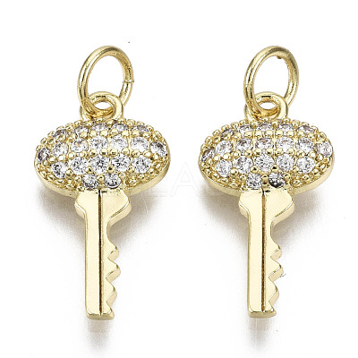 Brass Micro Pave Clear Cubic Zirconia Pendants ZIRC-N039-091-NF-1