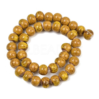 Handmade Fancy Antique Glazed Porcelain Ceramic Round Beads Strands PORC-L019-8mm-02-1