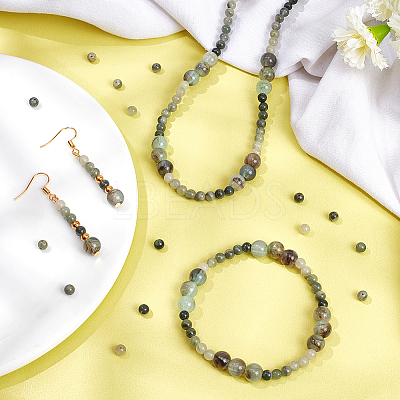 2 Strands Natural Green Rutilated Quartz Beads Strands G-NB0004-73-1