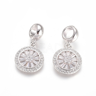 Brass Micro Pave Cubic Zirconia European Dangle Charms ZIRC-E163-19P-1