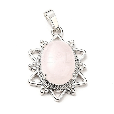 Natural Rose Quartz Pendants G-B033-03P-21-1