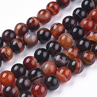 Natural Striped Agate/Banded Agate Beads Strands G-I261-C05-8mm-1