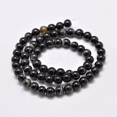 Natural Black Agate Bead Strands G-G962-14mm-12-A-1