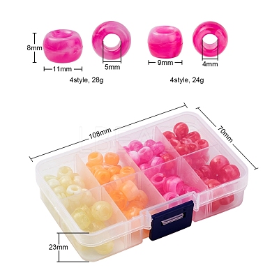 8 Style Acrylic European Beads MACR-YW0001-59B-1