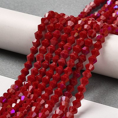 Opaque Solid Color Electroplate Glass Beads Strands GLAA-F029-P4mm-D01-1