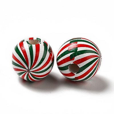 Christmas Theme Printed Natural Wooden Beads WOOD-L020-A04-1
