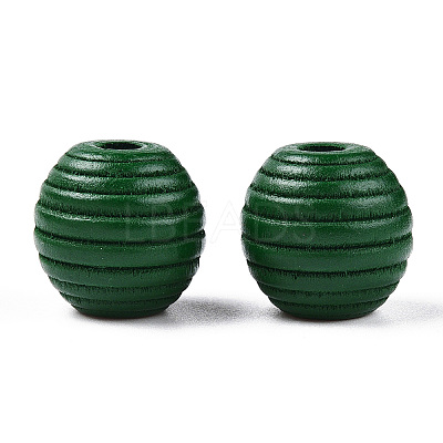 Painted Natural Wood Beehive Beads WOOD-S049-04B-04-1