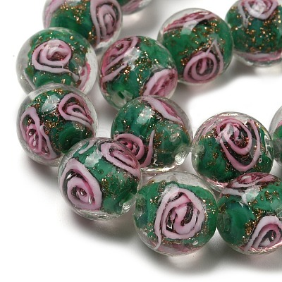 Handmade Gold Sand Lampwork Beads Strands LAMP-OC0001-53B-1